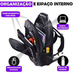 Mochila De Couro Masculina Impermeável Ravasio