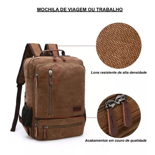 Mochila Masculina de Lona Para Notebook 15.6 - Ralph