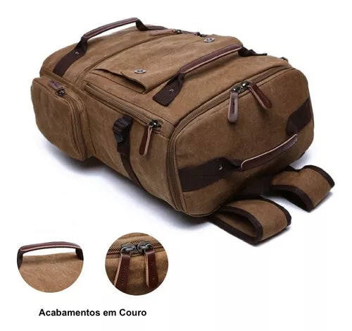 Mochila de Lona Masculina Para Notebook Clássica