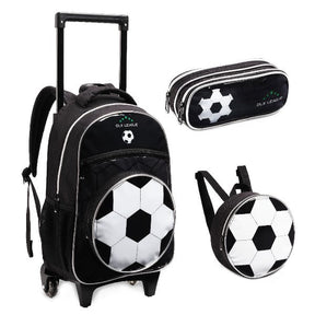 Kit Mochila Escolar Infantil Menino Rodinha Lancheira Estojo Bola