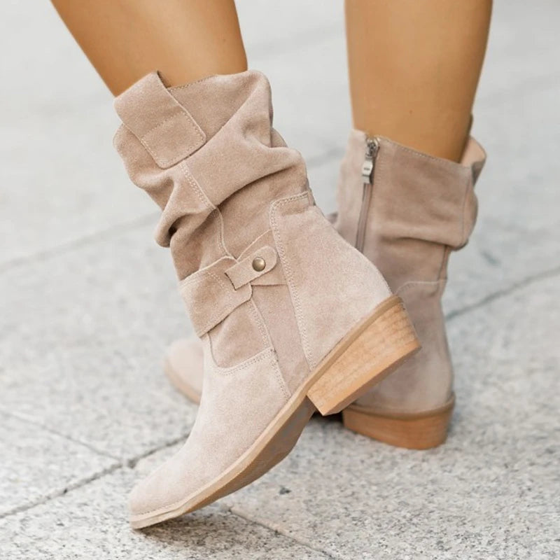 Bota Sanfonada Cano Baixo de Inverno Feminino