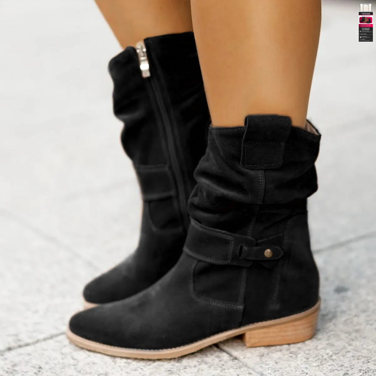 Bota Sanfonada Cano Baixo de Inverno Feminino