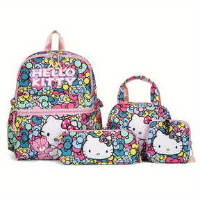 Kit Mochila Escolar Feminina Hello Kitty 4 Peças