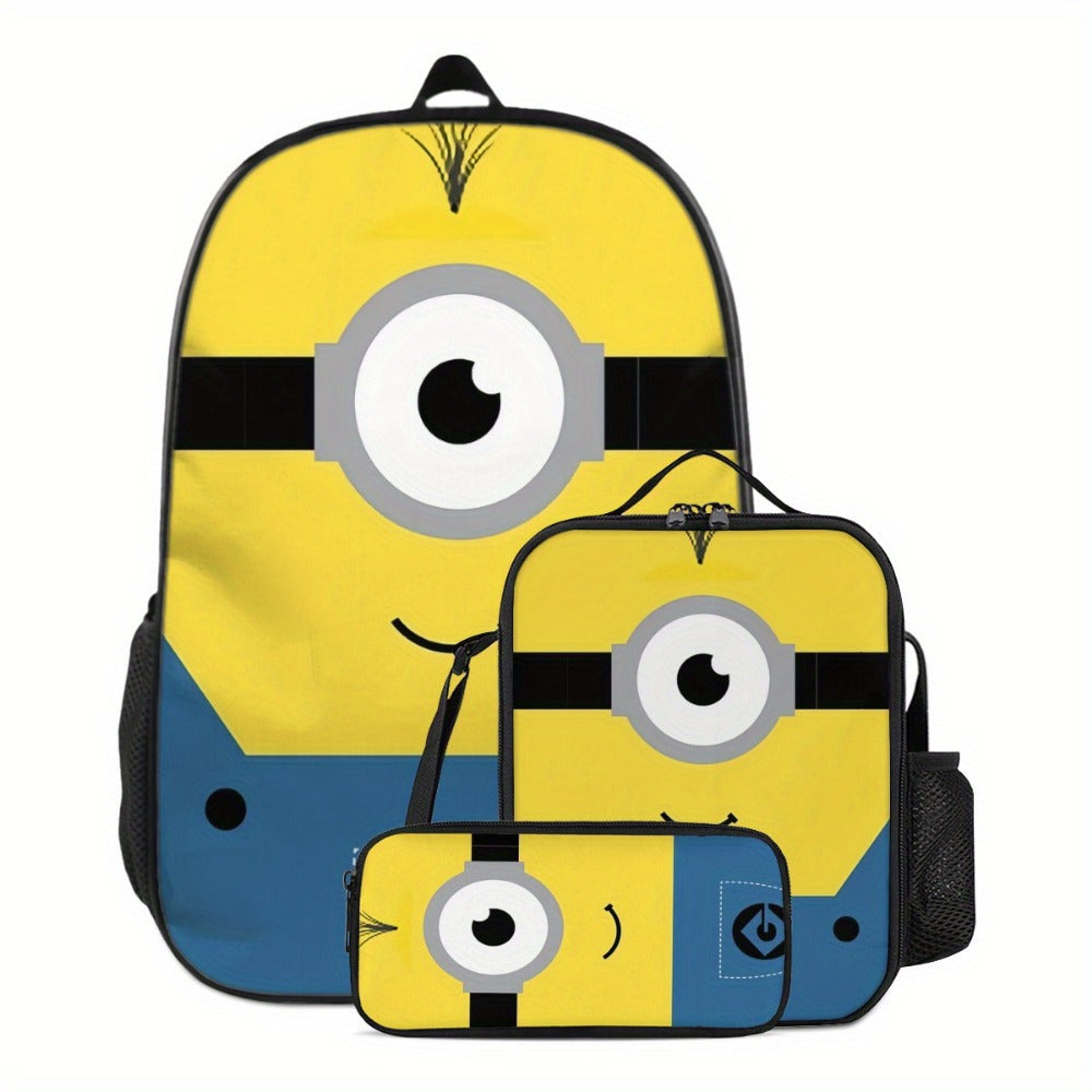 Kit Mochila Escolar Minions - Mochila, Lancheira e Estojo