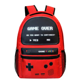 Mochila Escolar com Tema Game Over em Poliéster